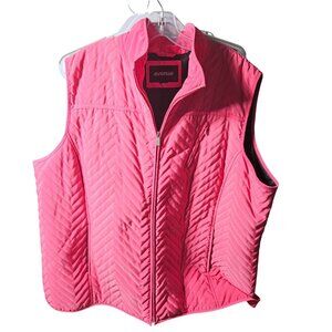 Avenue26/28 Womens Quilted Pink Sleeveless Vest With Zip Pockets & Front Zipper